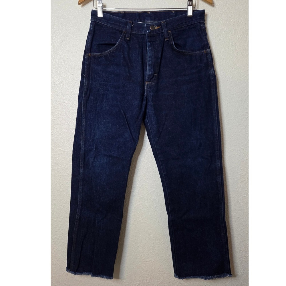 Rustler Jeans 31x30 Raw Hem Cropped Straight‎ Leg Dark Wash Denim